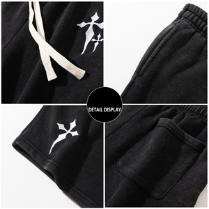 Shorts de survêtement pour hommes en coton épais 100 %, vêtements de haute qualité, streetwear décontracté, taille élastique, couleur unie - Product Image 6