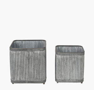 Classical design White washed handmade Galvanized metal <b>square</b> Handmade planters <b>set</b> White patina finishing - Product Image 4