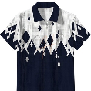 เสื้อเชิ้ตผู้ชายทรงหลวม สีกรมท่าและสีขาวล้วน ผ้าฝ้าย 100% ระบายอากาศได้ดี แห้งเร็ว เป็นมิตรกับสิ่งแวดล้อม สไตล์ลำลองทันสมัย - Product Image 1