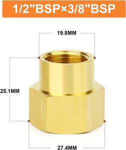 ข้อต่อท่อทองเหลืองแบบลดขนาด 3/8 x 1/2 BSP เกลียวใน - Product Image 2