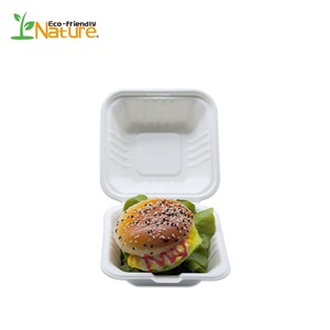 Biodegradable 4,5 pulgadas hamburguesa contenedor caña de azúcar bagazo hamburguesa caja - Product Image 2