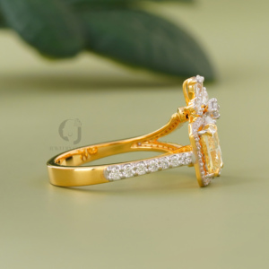 1.07CT Radiant Cut Yellow Lab <b>Diamond</b> <b>Ring</b> Floral Rose Gold Color Band Unique Anniversary Statement Fine Jewelry Gift <b>Ring</b> - Product Image 2