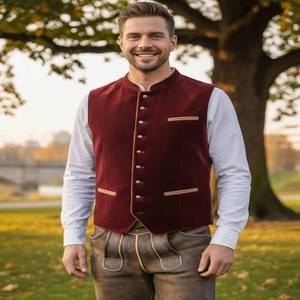 Chaleco Bávaro para Hombre, Ropa Exterior Informal de Verano, Transpirable, con Cierre de Botones, Estilo Oktoberfest - Product Image 1