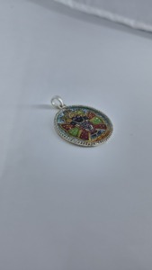 Custom 925 Sterling Silver Pendant Shrinathji Pichwai Miniature <b>Painting</b> Enamel CZ Diamond Halo Medallion Pendant for Men Women - Product Image 2