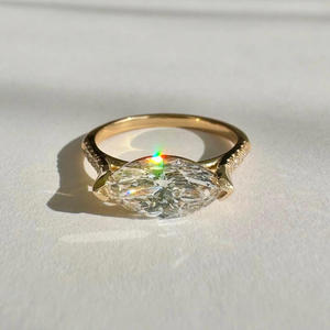 Anillo de Compromiso/Boda Vintage de Oro Amarillo de 14k con Diamante Cultivado en Laboratorio IGI/GIA, Unisex, Oro Blanco Fino para Aniversario, Ideal para Fiestas - Product Image 1