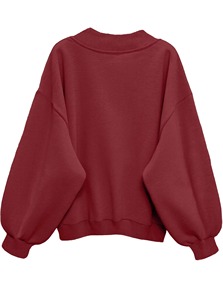 Sweat-shirt à capuche col en V oversize coupe ample en polaire douce avec logo imprimé sur le devant et appliqués, manches longues, confortable et décontracté pour femme, idéal pour l'hiver - Product Image 3