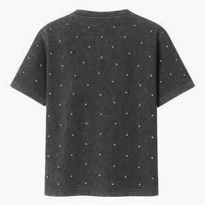 Camiseta de algodón transpirable de manga corta con transferencia de cristal personalizada para hombre, camiseta con pedrería para marcas de moda - Product Image 2