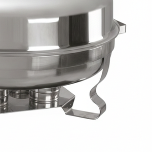 Moderno calentador de alimentos tipo buffet redondo de lujo con base de listones de madera y acero inoxidable para hoteles, restaurantes y servicios de catering. - Product Image 6