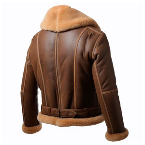 Nouvelle veste en cuir pour homme avec col en fourrure, tendance, personnalisable, respirante, grande taille, décontractée, à fermeture éclair, pour l'hiver - Product Image 2