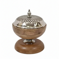 Brûleur d'encens Bakhoor élégant en bois et métal, pour la maison, le bureau, le Ramadan, l'Aïd, cadeau festif, Mabkhara arabe moderne, religieux, à poser sur table