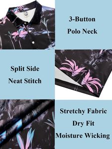 Chemises polo pour hommes à imprimé tropical, vente en gros OEM. Fabrication de vêtements de golf sur mesure de haute qualité et faibles quantités minimales de commande pour les marques de mode. - Product Image 5