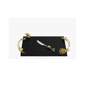 Luxury Design Handmade Decorative Food Serving Black Marble Tray Hotel Catering Serving Dinner <b>Table</b> <b>Decoration</b> Tray Usage - Product Image 1