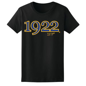 Camiseta Bordada con el Año de Fundación de Sigma Gamma Rho 1922, Camiseta Personalizada de la Hermandad Griega, Algodón, Estilo Casual Universitario, Venta al Por Mayor OEM - Product Image 1