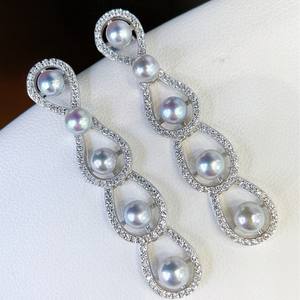 Pendientes de Perlas de Agua Dulce de Plata de Ley S925 de Fábrica de Origen para Mujer, Luz Intensa, Casi Impecables, Diseño sin Agujeros - Product Image 1