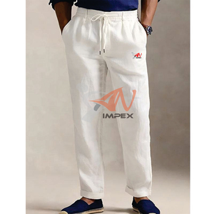Pantalons en lin personnalisés pour hommes, pantalons en coton et lin légers pour hommes - Product Image 1