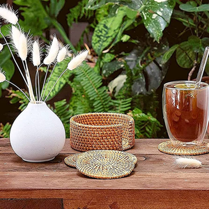 Sets de table en rotin tressé résistants à la chaleur, dessous de verre pour thé et café, à prix bas et abordables - Product Image 3