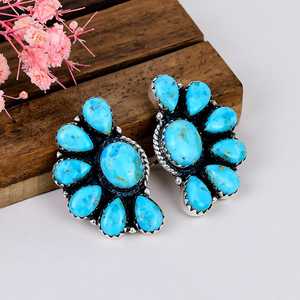 Kingman <b>Turquoise</b> <b>Earrings</b> Sterling Silver Southwestern Style <b>Stud</b> Jewelry Gift for Her - Product Image 1