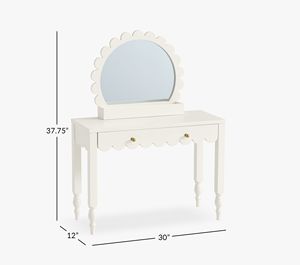 Handmade Kids Wooden Vanity <b>Table</b> with Elegant Scalloped Edge, High Quality Vietnam Furniture for Wholesale - Product Image 4