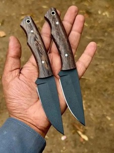 มีดล่าสัตว์เหล็กกล้า ใบมีดแบบ Fixed blade ปลายแหลม ด้ามไม้ ปลอกหนังสีน้ำตาล มีดทำมือสั่งทำพิเศษ - Product Image 2