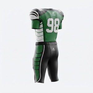 Green Black American Football <b>Padded</b> Jersey and <b>Pants</b> Set Team Uniform with Player Plus Size Number Sublimated Sportswear - Product Image 6
