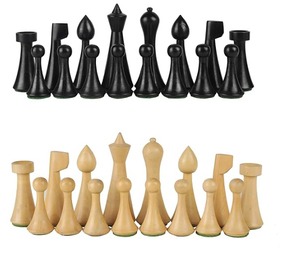 Wholsale Herman Ohme Minimalist <b>Chess</b> Set - <b>Chess</b> <b>Pieces</b> Only- Weighted Ebonised Boxwood - Product Image 1