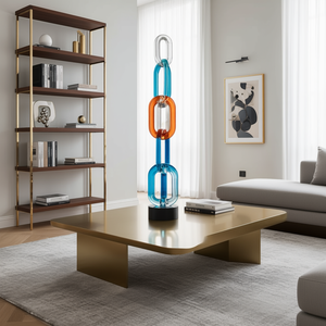 Premium Modern Luxury Living Room Coffee Table <b>Bookshelf</b> Premium Acrylic Chain Link Sculpture Abstract Home Accent Decorative - Product Image 3