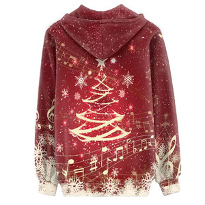 Sudadera con Capucha y Cremallera Completa con Estampado de Árbol de Navidad por Sublimación, Unisex, Casual, de Invierno, a la Moda, con Tu Propio Diseño Personalizado - Product Image 4