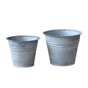 Galvanized Metal Planter Bucket With Rope Handles Rustic Style For Garden Flower Pots Indoor Outdoor Use Durable Plant <b>Container</b> - Product Image 3