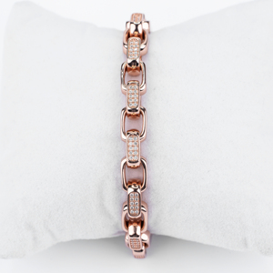 Premium Rose Gold Iced Out Cuban Link <b>Bracelet</b> with Premium Cubic Zirconia Hip Hop Bling Designer Jewelry Gift for Him Her Style - Product Image 4