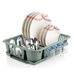 Modern PP <b>Plastic</b> Dish Draining Basket Tray Kitchen Countertop Dish <b>Rack</b> Single Tier Plate Organizer for Bowls Cups Utensils - Product Image 4