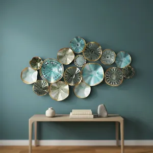 Round Metal <b>Wall</b> <b>Panels</b> Modern Geometric Sculpture 3D Overlapping <b>Wall</b> Art for Living Room Bedroom Hotel Office Decor - Product Image 5