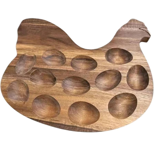Modern Hen Shaped Brown Wood <b>Eco</b>-Friendly Space-Saving <b>Egg</b> Holder Rack for Home Kitchen Decor High Quality - Product Image 1