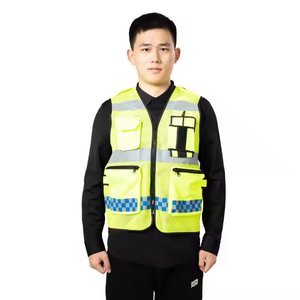 Chaleco de Seguridad Reflectante Multibolsillos para Hombre, Chaqueta 100% Poliéster para Guardias de Seguridad, Uso en Todas las Estaciones, Tráfico, Construcción, Ropa de Trabajo - Product Image 1