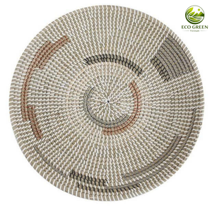 Assiette en jonc de mer faite à la main, plateau de service tressé naturel, vaisselle ronde écologique, décoration d'intérieur, logo personnalisé, fournisseur en gros - Product Image 2