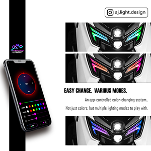 ไฟหน้า LED RGB 2 เลนส์ สำหรับ NMAX V3 พร้อมไฟ DRL ดีไซน์ AJLIGHT สำหรับมอเตอร์ไซค์  ชุดดัดแปลง/อัพเกรด คุณภาพสูงจากไต้หวัน กำลังไฟ 28W/35W - Product Image 2