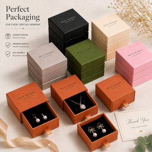 Boîtes cadeaux de luxe pour bijoux avec tiroir, emballages rigides haut de gamme pour bagues, boucles d'oreilles, colliers, emballages cadeaux haut de gamme - Product Image 3