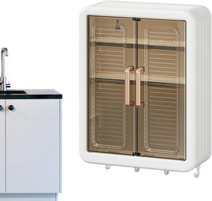 Organisateur de rangement auto-adhésif à 3 niveaux avec portes, sans perçage, étagère gain de place pour articles de toilette, soins de la peau, cosmétiques, essentiels de bain - Product Image 6