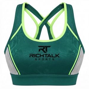 Sujetador deportivo para mujer con tirantes cruzados, cuello redondo, panel de malla transpirable, alta sujeción, secado rápido, ropa deportiva de spandex - Product Image 1