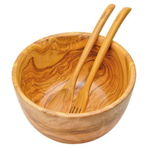 Juego de Ensaladera de Madera de Olivo Natural Hecha a Mano con Utensilios de Servir a Juego, Utensilios de Cocina Ecológicos Únicos y Decoración para el Hogar a Bajo Precio - Product Image 1