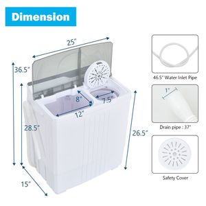 Lavatrice Portatile a Doppia Vasca per Appartamenti con Controllo Timer e Pompa di Scarico Inclusa - Attrezzatura di Lavaggio Perfetta - Product Image 5
