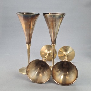 Factory Direct Handmade Brass Champagne Flutes Vintage Style Long Stem Metal <b>Goblets</b> Set Of 2 For Party - Product Image 6