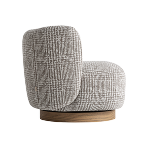 Fauteuil pivotant moderne en teck rembourré, fauteuil barillet avec base rotative à 360 degrés, coussin moelleux, mobilier de luxe pour hôtel - Product Image 4