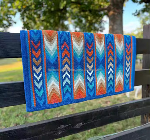 Meilleure qualité de laine de Nouvelle-Zélande Double tissage tapis de selle tissés à la main couleurs attrayantes pour Western Riding Show Horse Blanket - Product Image 1