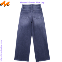 Pantalon large pour femme, basique, cinq poches, noir, élégant, en coton et élasthanne, confectionné en tissu de 11,09 oz