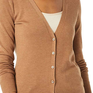 Cardigan en tricot bleu clair pour femme, manches longues, col en V, boutons sur le devant, couleur unie, respirant, style vintage, vêtements d'hiver - Product Image 5
