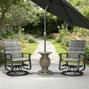 Set di Due Sedie da Giardino Grigie per Terrazza e Cortile con Funzione Dondolo - Product Image 1
