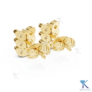 ต่างหูเพชรเลียนแบบทรงสแกลลอปประดับเพชร 6 เม็ด ทองคำแท้ 14K 18K เครื่องประดับผู้หญิงชั้นดี ของขวัญวันครบรอบแต่งงาน - Product Image 6