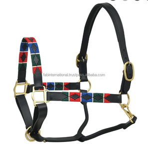 Harnais de polo pour cheval en cuir de qualité supérieure, design tressé, logo embossé, collier de tête réglable pour cheval - Product Image 1