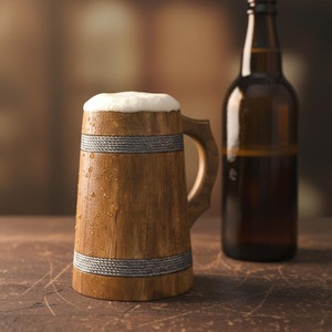Eco-Friendly Polished Wooden Viking <b>Mug</b> with Hand Carved Engraving and Animal Design-Valentine's Day & Halloween Gift - Product Image 5