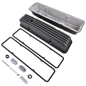 Polished Aluminum Valve Covers for Chevy Small Block 283 302 305 327 350 400 1958-1986 Black Engine System Gaskets - Product Image 3